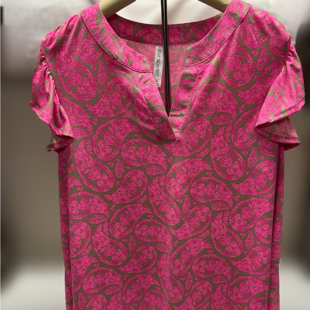 Pink and Gray Paisley Blouse